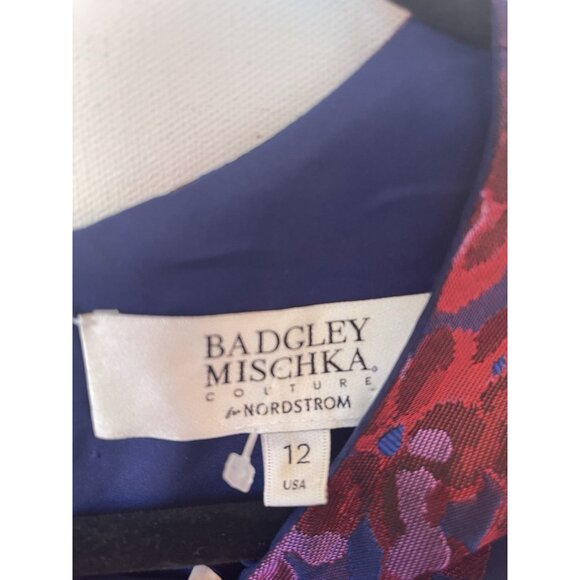 Badgley Mischka Couture for Nordstrom Floral Jacquard Fit & Flare Dress Size 12 - Picture 6 of 11